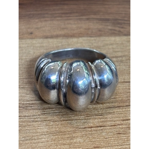 The Unbranded Brand Jewelry - Vintage Modernist Ribbed Sterling Silver Dome Ring Size 5.5